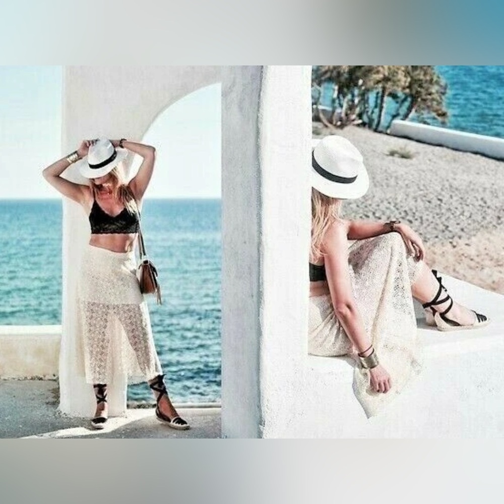 ZARA ECRU GUIPURE LACE
LAYERED A-LINE LONG SKIRT bloggers favourite - Picture 5 of 13